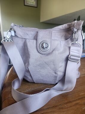 RFID-Blocking Crossbody Shoulder Bag in "Pink Shimmer" by Baggalini